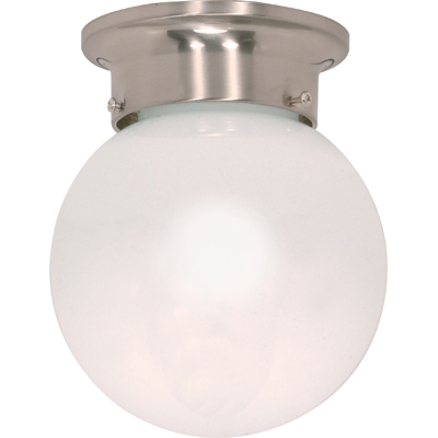 Nuvo Lighting 60/245  1 Light - 6" - Ceiling Mount - White Ball in Brushed Nickel Finish